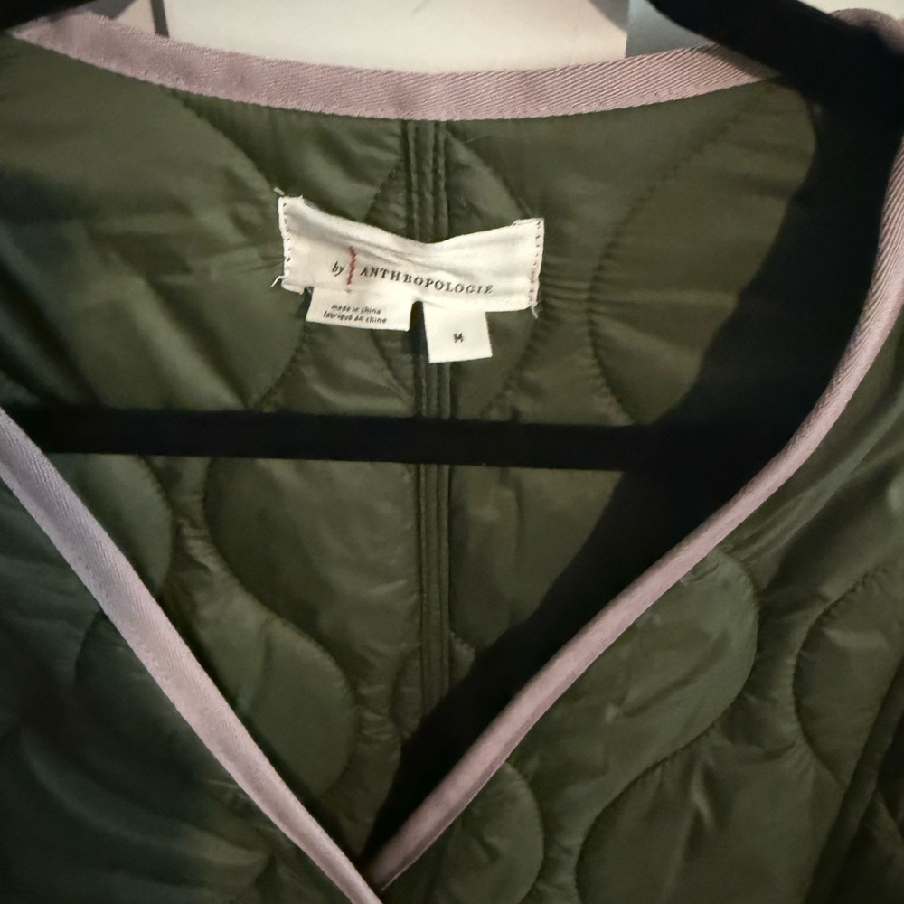 RARE!! ANTHROPOLOGIE Olive Green and Leopard Print liner coat - Picture 6 of 6